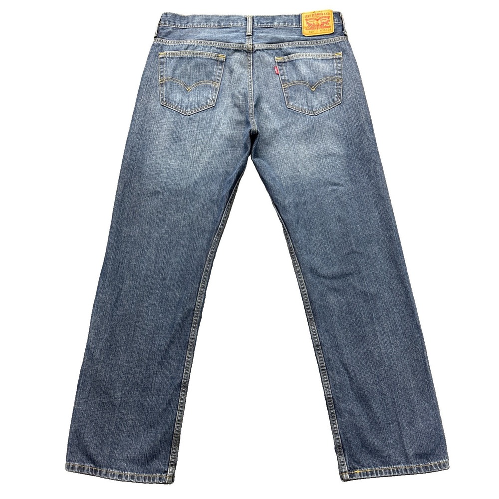 Levi's 559 Jeans Mens 36x33 TAG-36x34 Straight Leg Blue Denim Faded Whiskered